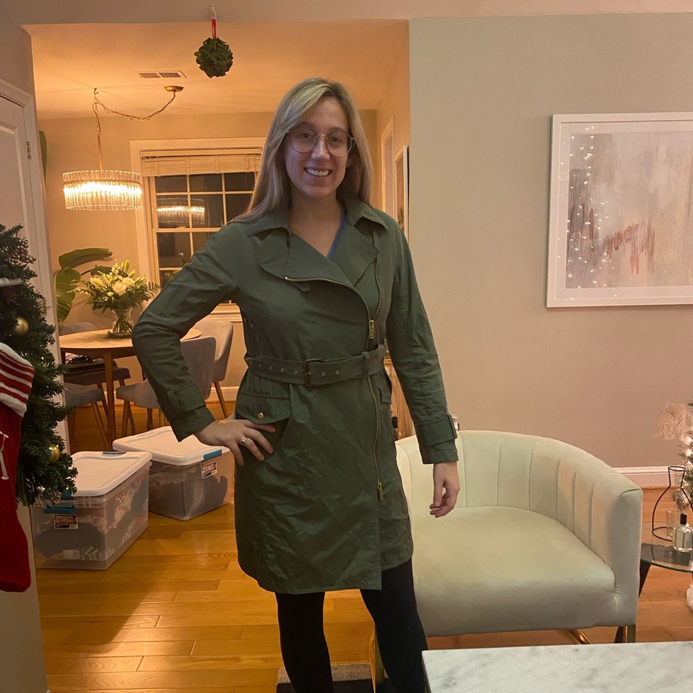 Green J Crew Trench Coat
